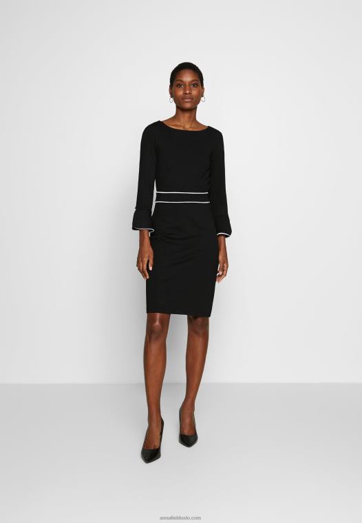 Anna Field kvinner skiftekjole svart/hvit P266L98