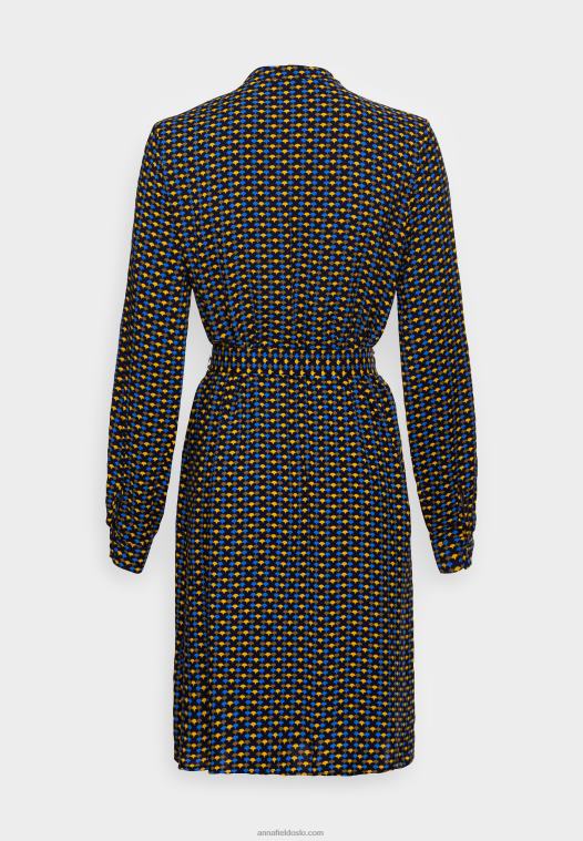 Anna Field kvinner skjortekjole blå/gul P266L81