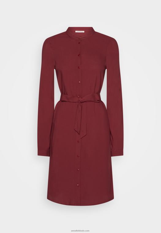 Anna Field kvinner skjortekjole mørkerød P266L84