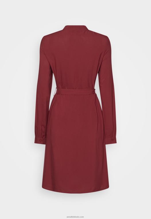 Anna Field kvinner skjortekjole mørkerød P266L84