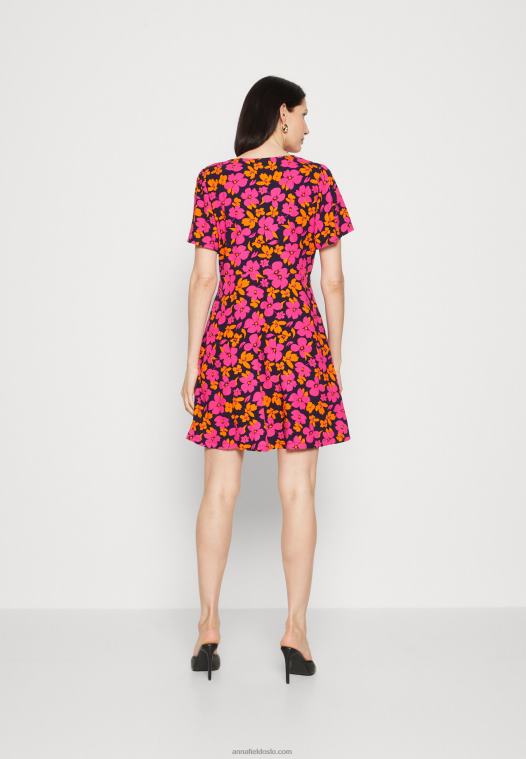 Anna Field kvinner skjortekjole rosa/oransje P266L90