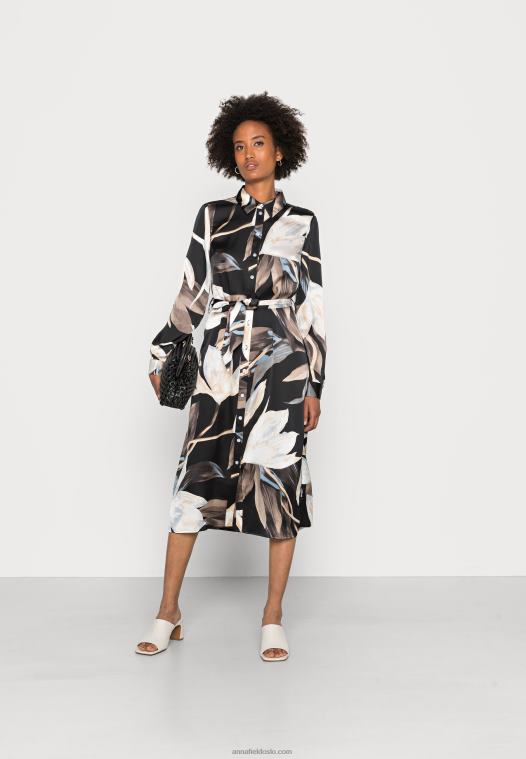 Anna Field kvinner skjortekjole svart/flerfarget P266L93