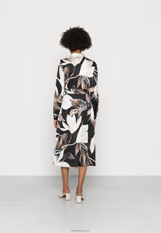 Anna Field kvinner skjortekjole svart/flerfarget P266L93