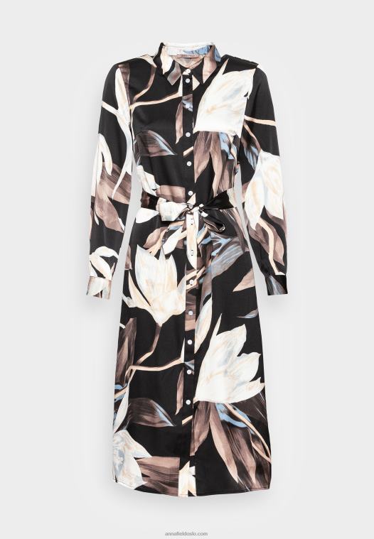 Anna Field kvinner skjortekjole svart/flerfarget P266L93