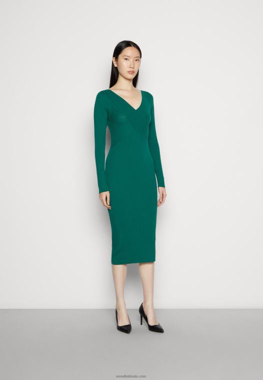 Anna Field kvinner v ausschnitt bodycon midi strickkleid shift kjole grønn P266L196
