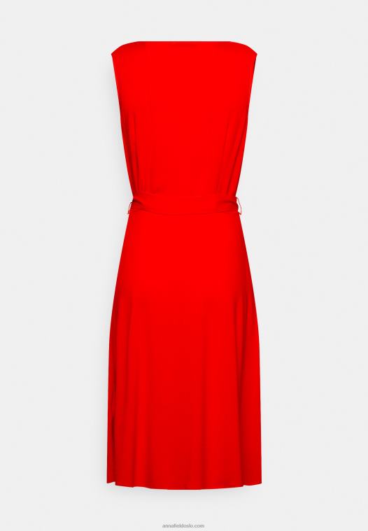 Anna Field kvinner volant midikjole dagskjole rød P266L4