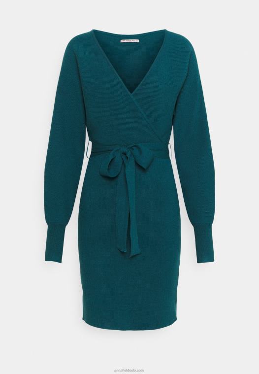 Anna Field kvinner wrap v ausschnitt mini strickkleid mit grtel shift dress deep teal P266L207