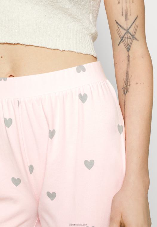 Anna Field kvinner 2 pakke pysjamasbukser rosa/grå P266L1076