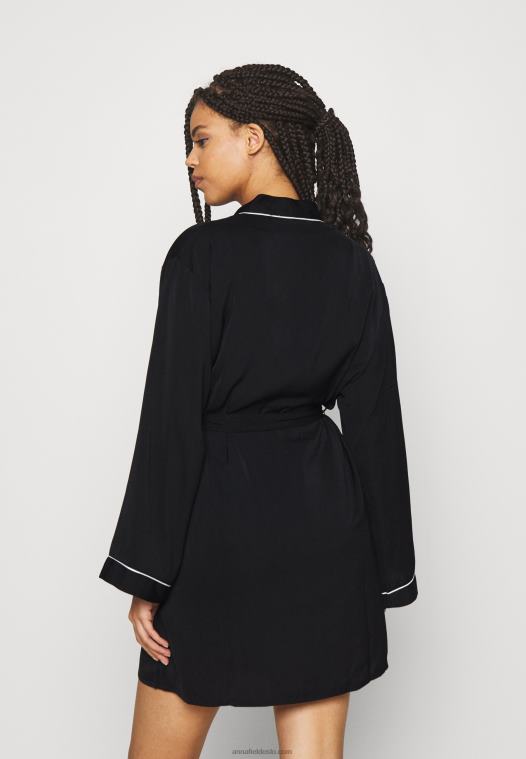 Anna Field kvinner amanda sateng morgenkåpe morgenkåpe svart P266L1088