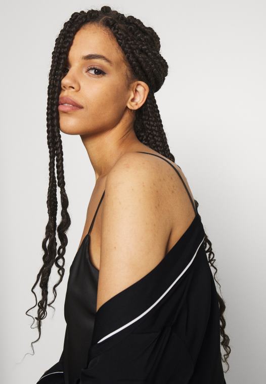 Anna Field kvinner amanda sateng morgenkåpe morgenkåpe svart P266L1088