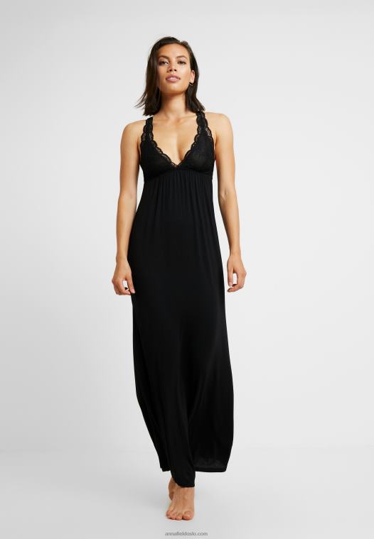 Anna Field kvinner anna lang viskosekjole svart nattkjole P266L1057