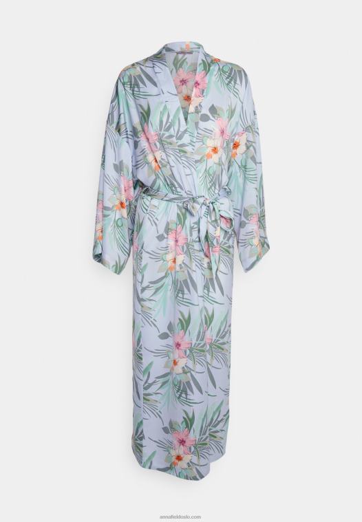 Anna Field kvinner blomsterkåpe morgenkåpe blå P266L1090