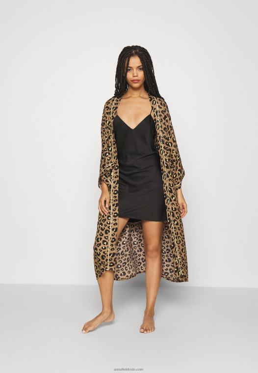 Anna Field kvinner enkel nattkjole i sateng svart P266L1044