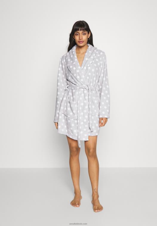Anna Field kvinner morgenkåpe grå/hvit P266L1093