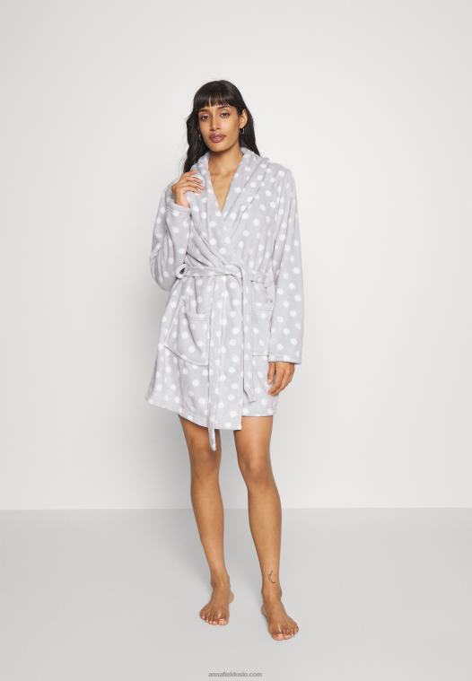 Anna Field kvinner morgenkåpe grå/hvit P266L1093