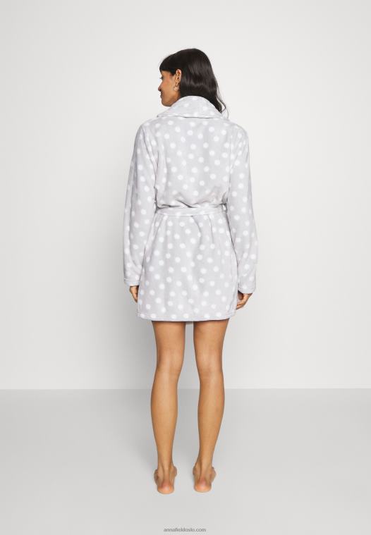 Anna Field kvinner morgenkåpe grå/hvit P266L1093