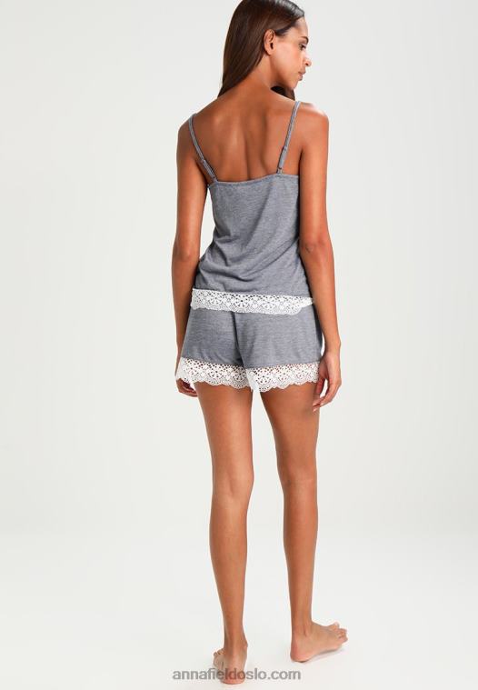 Anna Field kvinner sett pyjamassett off-white/mørkeblått P266L1060