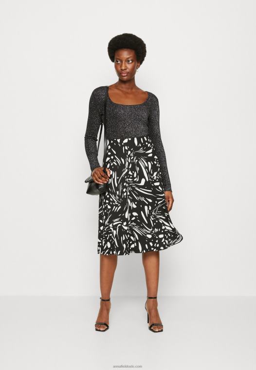 Anna Field kvinner a-linjet skjørt svart/hvitt P266L788