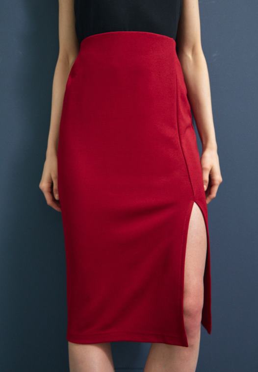 Anna Field kvinner blyantskjørt mørkerødt P266L806