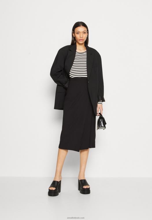 Anna Field kvinner omslagsskjørt svart P266L813