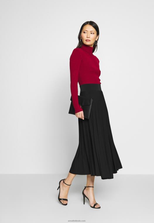 Anna Field kvinner plisse a-linje midiskjørt a-linje skjørt svart P266L782