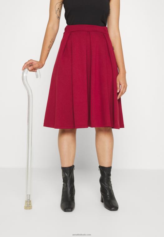 Anna Field kvinner plissert skjørt rødt P266L780