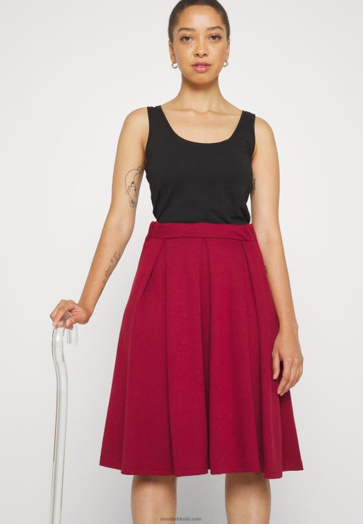 Anna Field kvinner plissert skjørt rødt P266L780