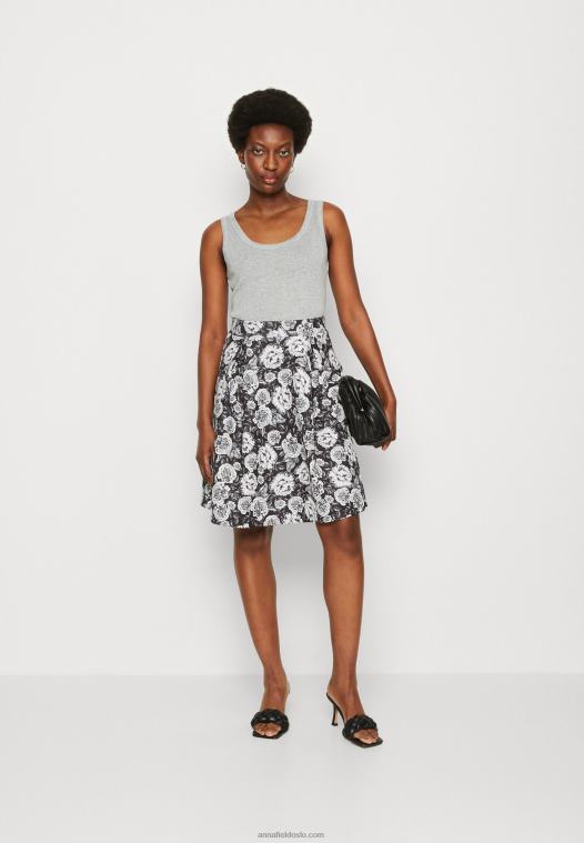 Anna Field kvinner plissert skjørt svart/hvitt P266L777