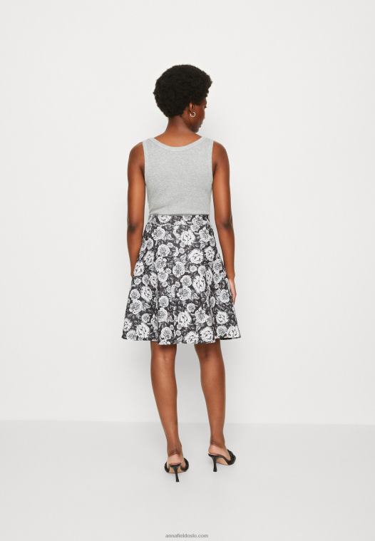 Anna Field kvinner plissert skjørt svart/hvitt P266L777