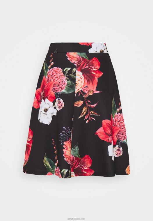 Anna Field kvinner plissert skjørt svart/rosa P266L778