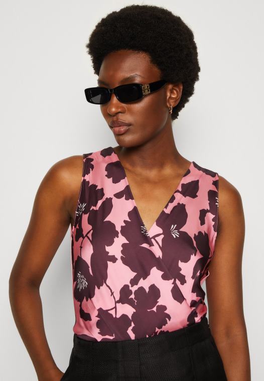 Anna Field kvinner bluse rosa/flerfarget P266L688