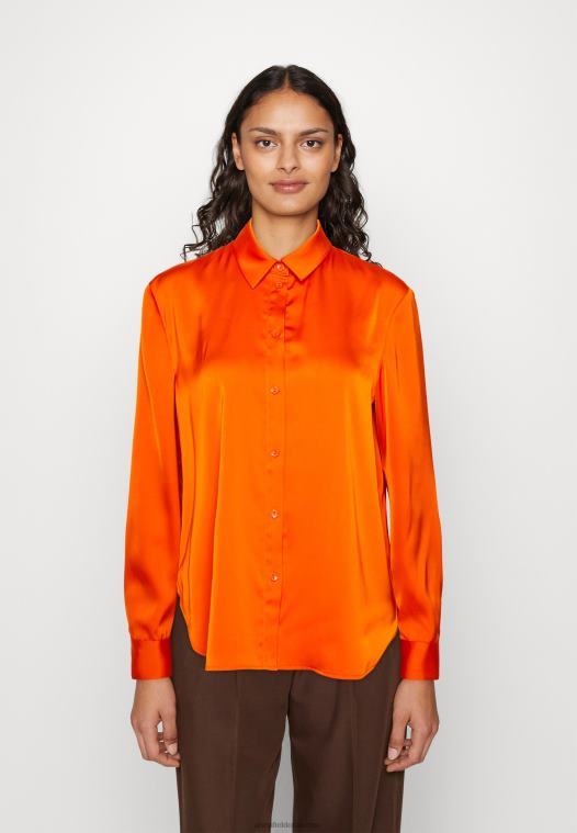 Anna Field kvinner button-down bluse oransje P266L669