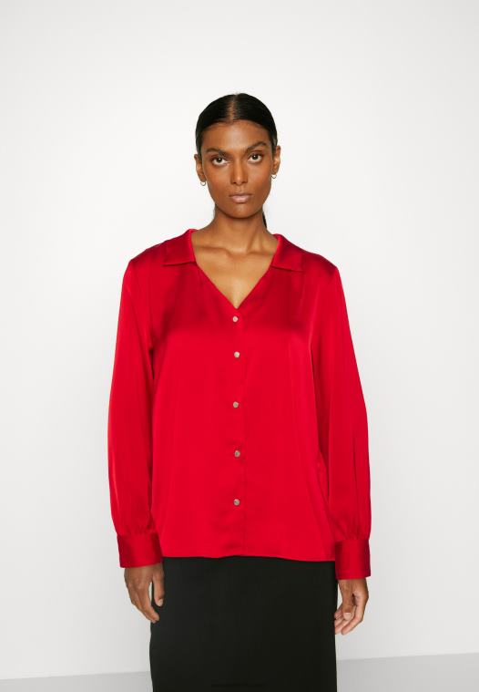 Anna Field kvinner button-down bluse rød P266L678