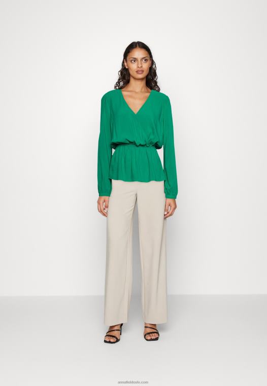 Anna Field kvinner peplum bluse grønn P266L692