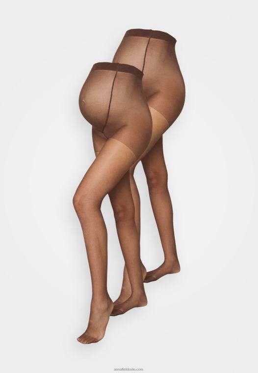 Anna Field kvinner 20 den 2 pakke strømpebukser mørkebrune P266L1100