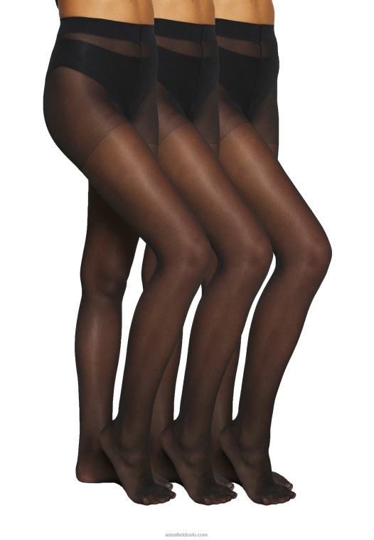 Anna Field kvinner 3pp 20 den tights sort P266L1096