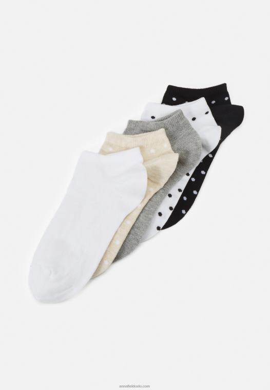 Anna Field kvinner 5 pakke sokker grå/hvit/svart P266L1137