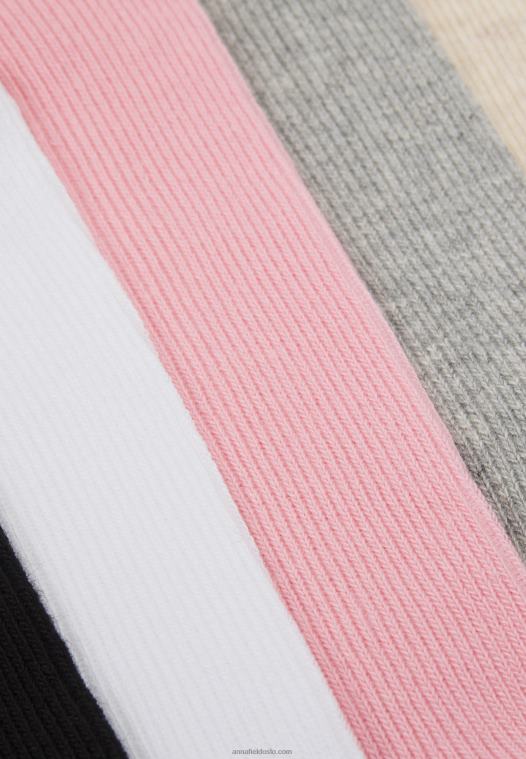 Anna Field kvinner 5 pakke sokker sort/hvit/grå P266L1127