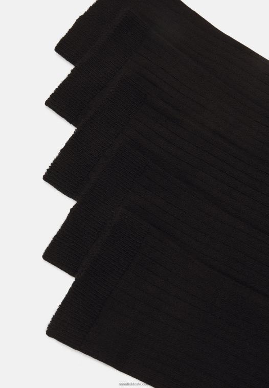 Anna Field kvinner 5 pakke sokker sorte P266L1143