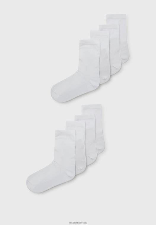 Anna Field kvinner 8 pakke sokker hvite P266L1116