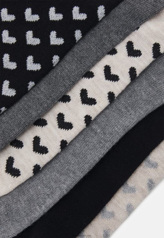 Anna Field kvinner 8 pakke sokker sort/grå P266L1138