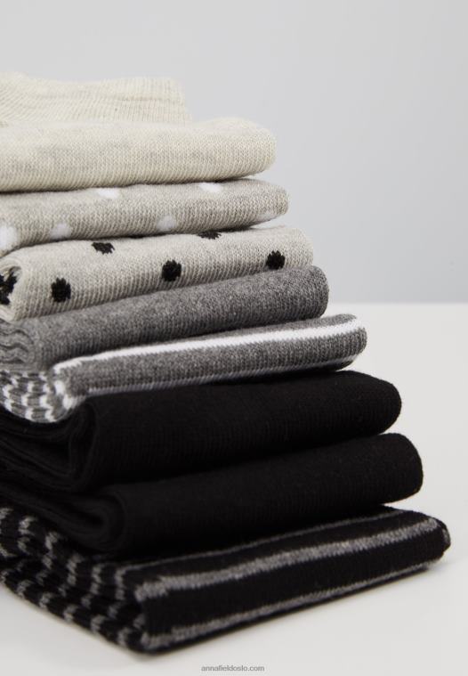 Anna Field kvinner 8pp spot stripe sokker grå P266L1144