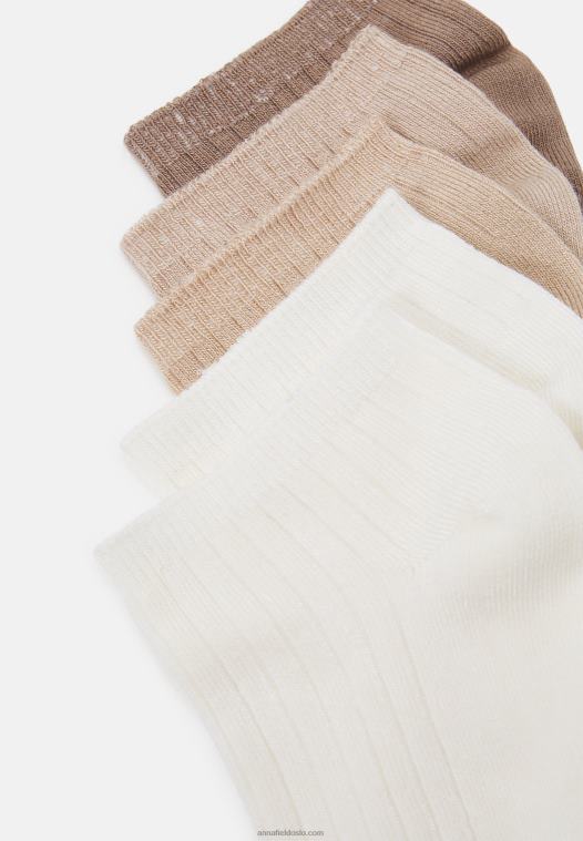 Anna Field kvinner myke ribbestrikkede sneakersokker 5pack sokker beige P266L1118
