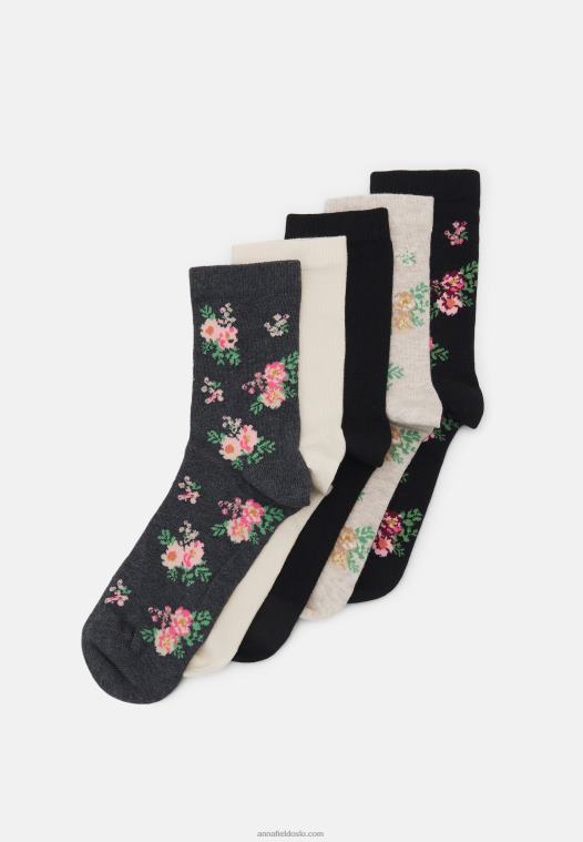 Anna Field kvinner sokker sort/beige P266L1129