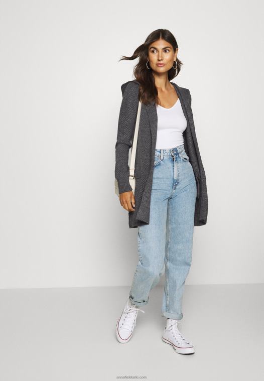 Anna Field kvinner cardigan mørkegrå melange P266L823