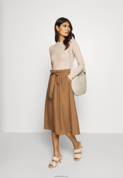 Anna Field kvinner genser lys brun melange P266L836