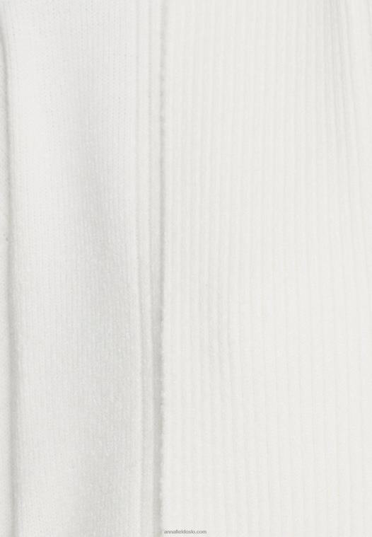 Anna Field kvinner ribbestrikket cardigan med krage off white P266L827
