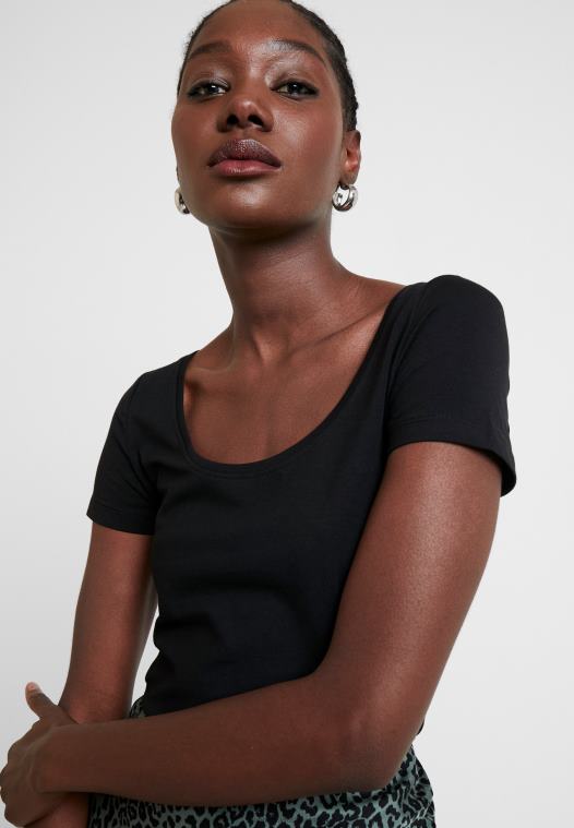 Anna Field kvinner 2 pakke basic t-skjorte svart P266L318