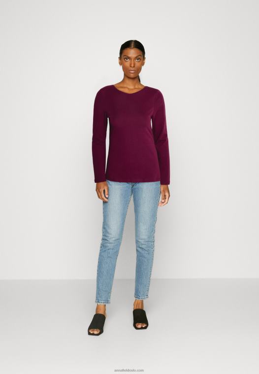 Anna Field kvinner 2 pakke langermet topp mørk rød/svart P266L589