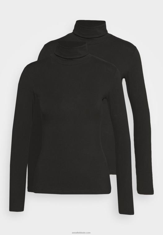 Anna Field kvinner 2 pakke langermet topp svart P266L588